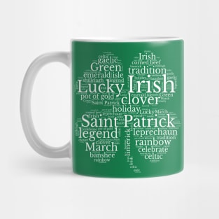 Saint Patrick's Day Four-Leaf Clover Word Art Mug